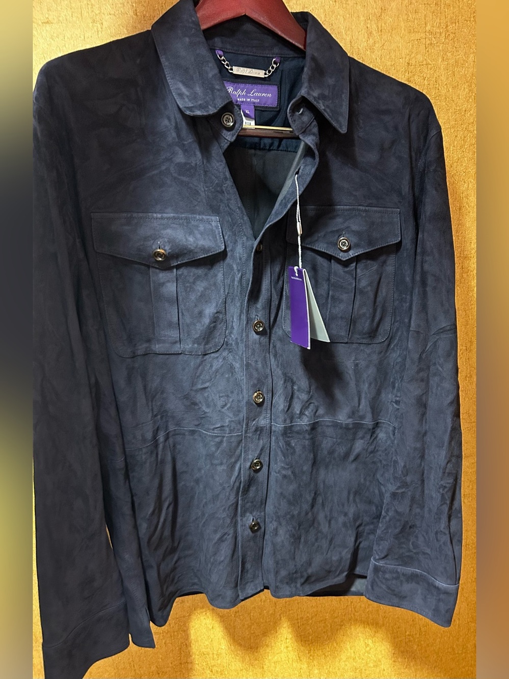 Men’s BRAND NEW RALPH LAUREN Purple Label Suede Shirt sz XL - Picture 3 of 8